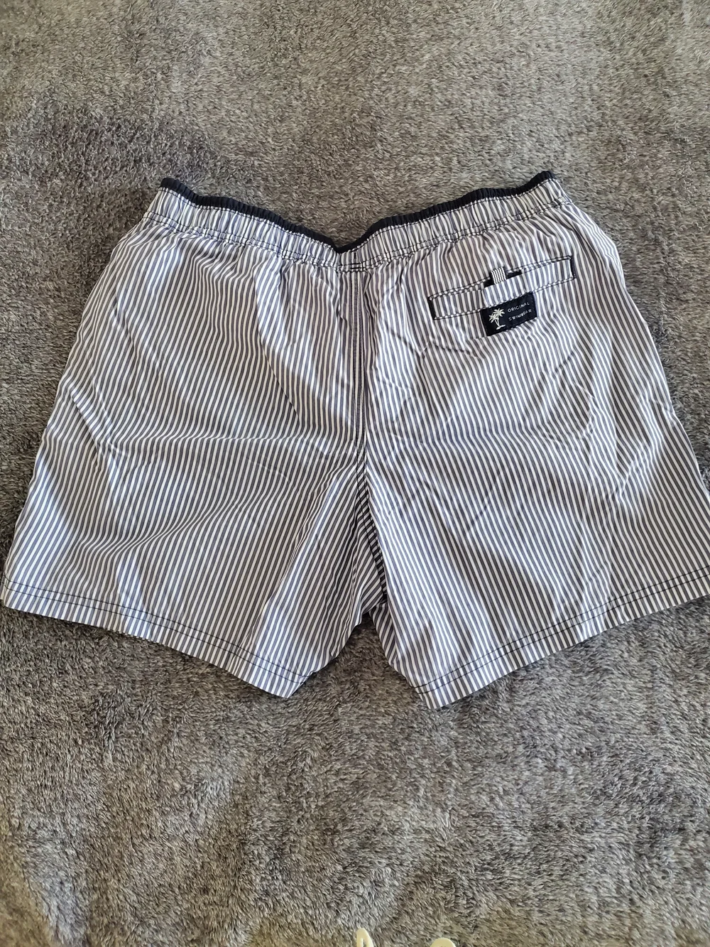 Marks & Spencer Navy and White Pinstripe Swim Shorts
